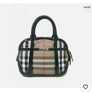 Burberry London Sartorial House Check Black Top Handle Bowling Bag